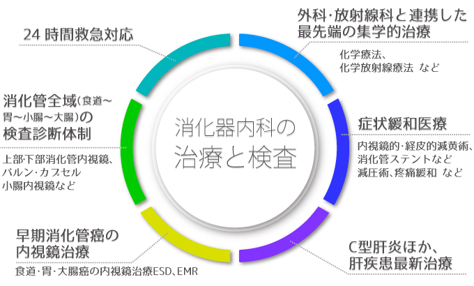 消化器内科6つの柱の図解